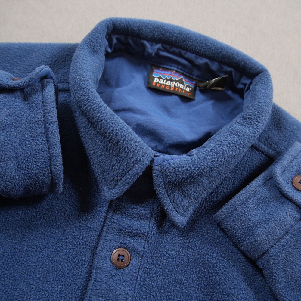 Vintage 90s Patagonia Synchilla Fleece Button Up Men Shirt M Retro Hiking Cabin